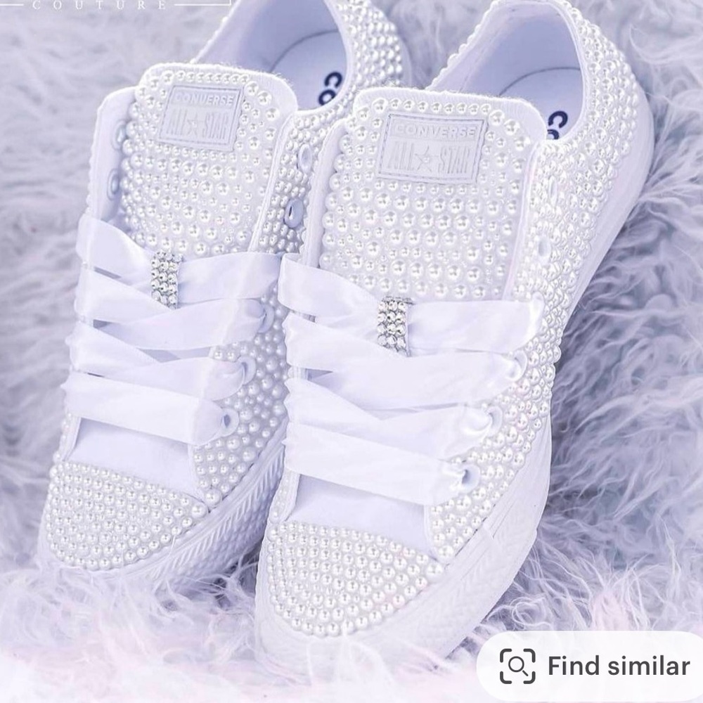 Converse Women's White Pearl Embellished Sneakers